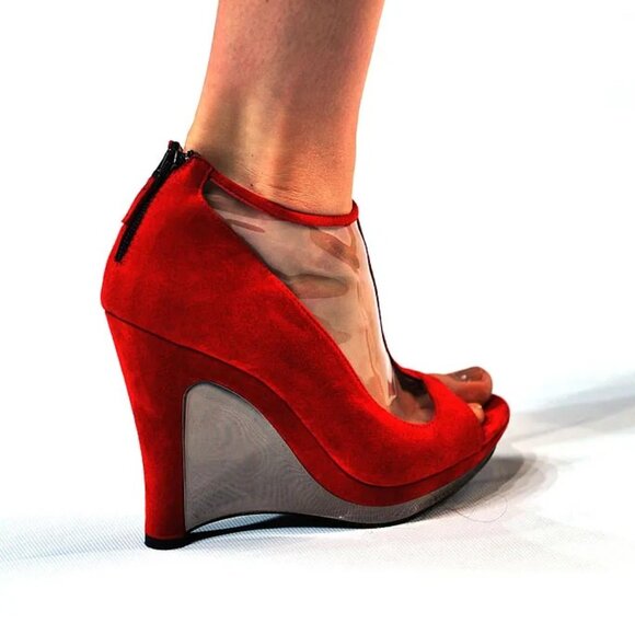 Fendi's Spring/Summer 2009 Wedge Ankle Booties - Turquoise - USED - Size 38 - Picture 5 of 16